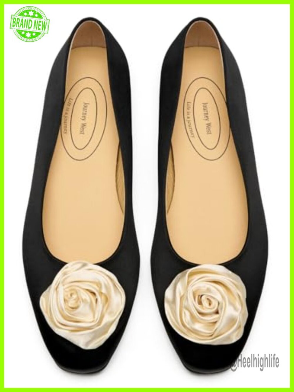 Satin Flower Ballet Flats - Slip-On Pointed Toe Wedding Dress Shoes with